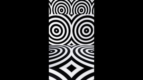 Vertical video black and white moving circles stairs optical illusion
