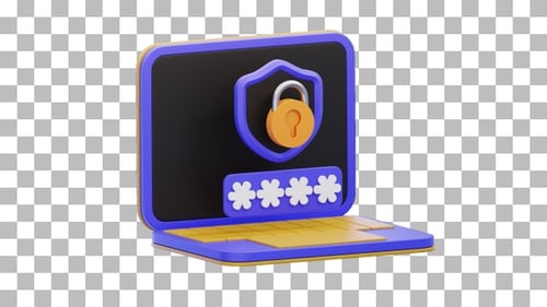 3D Animation of Laptop Security with Alpha Channel