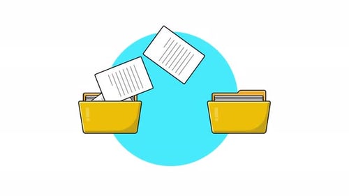Flat Design Documents Transfer Between Folders Animation