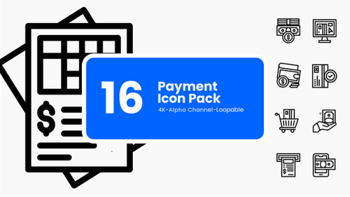 Animated Flat Design Payment Icons Pack with Alpha Channel