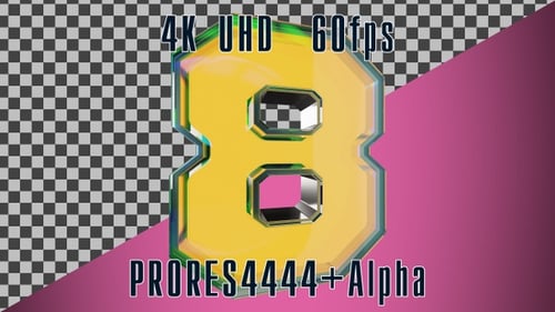 3D Number 8 animation | UHD | 60fps | Alpha channel
