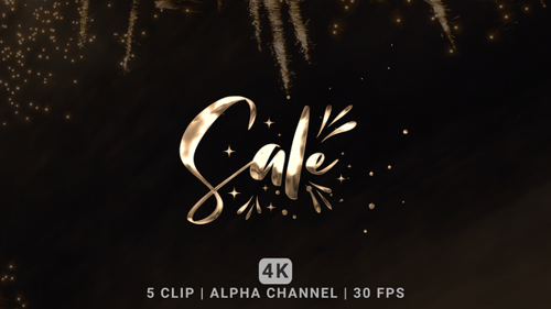 Golden Sale Fluid Text Reveal with Sparkling Particles