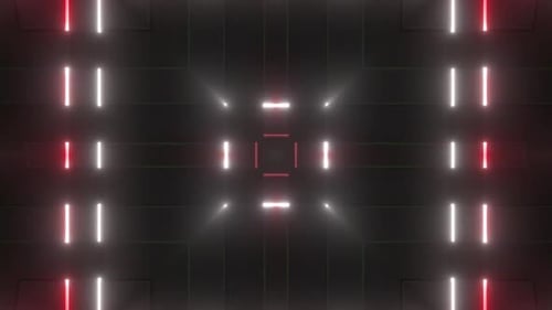 Futuristic Red White Neon Lines Geometric Tunnel Loop
