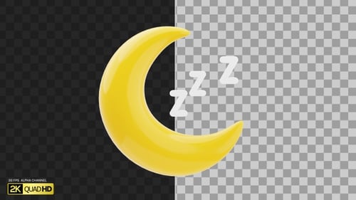 3D zzz Sleep Moon | Alpha Channel
