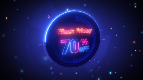Glowing Neon Black Friday Sale 70% Off Countdown