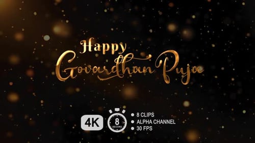 Animación de texto Happy Govardhan Puja