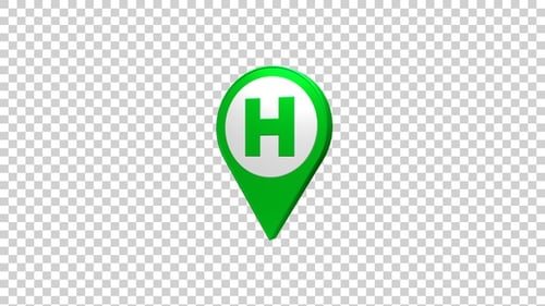 Rotating 3D Hospital Location Map Pin Icon