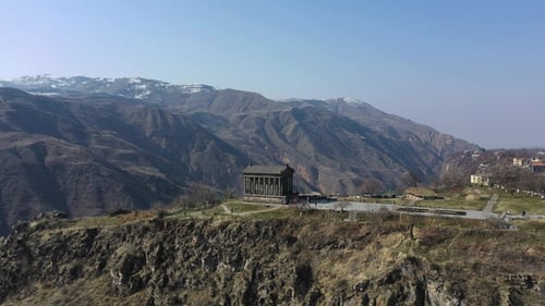 Beautiful mountain landscape. Aerial view. Caucasus Mountains. Mountains peaks, cliffs, rocks.