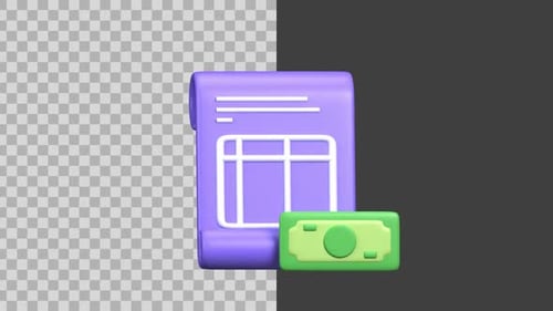 Modern 3D Animated Bill and Money Payment Icon