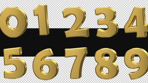 Golden 3D Animated Numbers Countdown