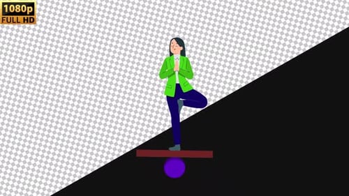 Girl Doing Yoga 2D | Alpha channel