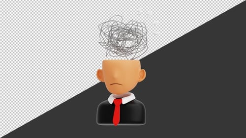 3D Overthinking Businessman | Alpha Channel