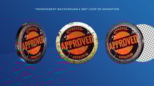 Rotating Grunge Metallic Approved Stamp With Distressed Effect