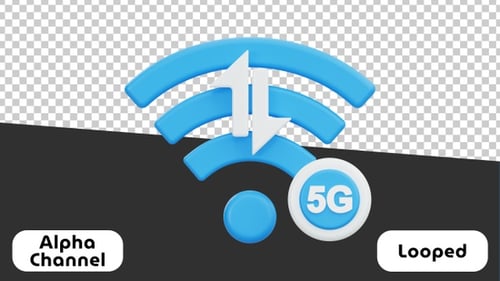 3D 5G Wifi Hotspot Data Transfer Animation | Alpha Channel