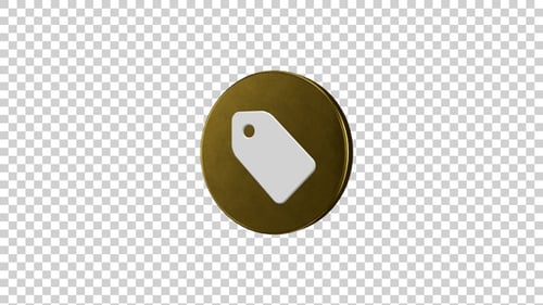Spinning Golden Price Tag 3D Icon