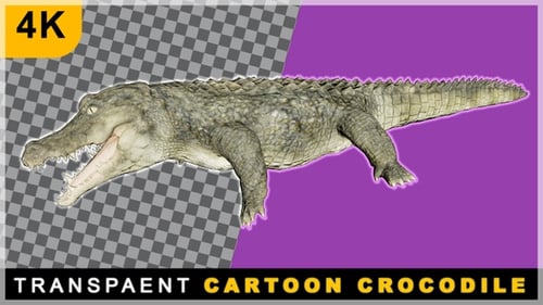 3D Render Smooth Crossing Crocodile On Transparent Background