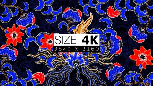 Animated Traditional Floral Batik Pattern Loop