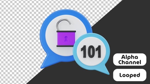 3D Animated Icon of End Encryption | Alpha Channel