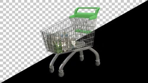 3D Animated Shopping Cart Filling with Products