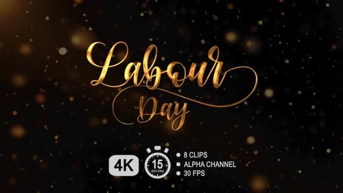 Golden Animated Labour Day Calligraphy Title Reveal