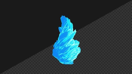 Animation en boucle avec effet de feu bleu de style anime avec fond transparent
