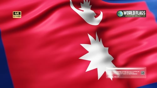 Realistic Waving Flag of Nepal with Detailed Fabric Movement