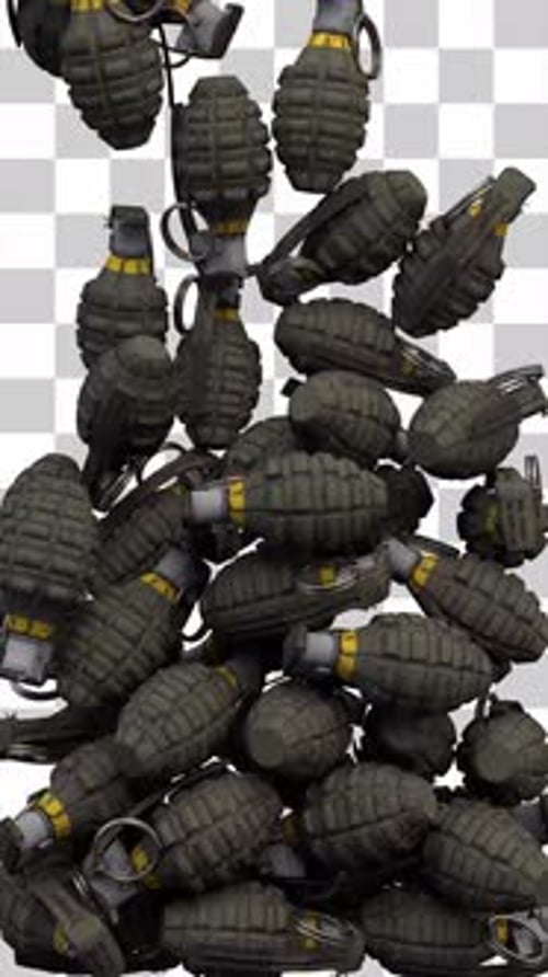 3D Falling Grenades Piling Transition Animation