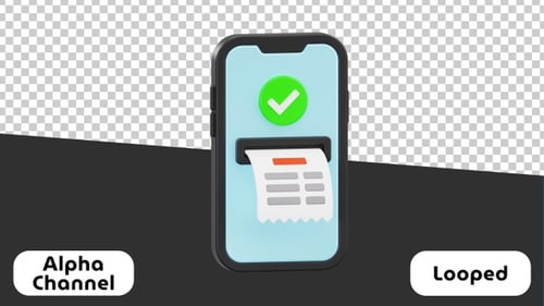 3D Animated Mobile Bill Payment Confirmation | Alpha Channel