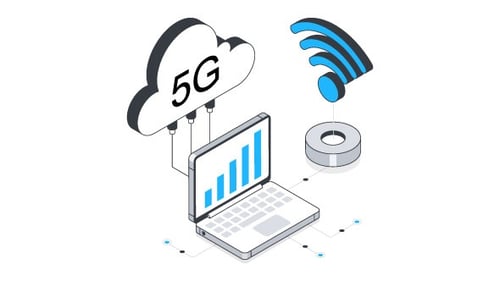 Cloud 5G Network Isometric Animation Alpha Channel