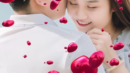 Floating Glossy Red 3D Hearts Animation