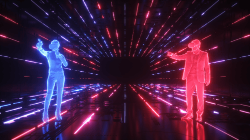 Metaverse Characters In Digital Tunnel