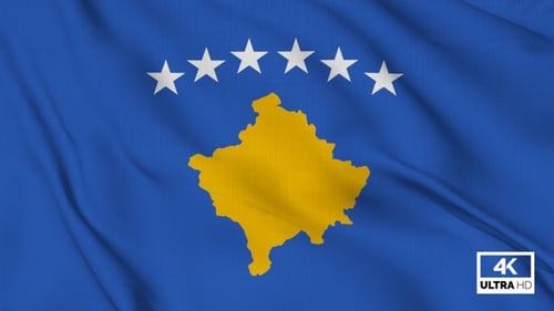 Seamless Loop of Kosovo National Flag Waving in Wind