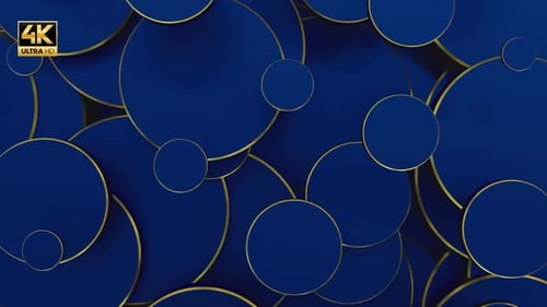 Elegant Blue and Gold Geometric Circles Loop Background