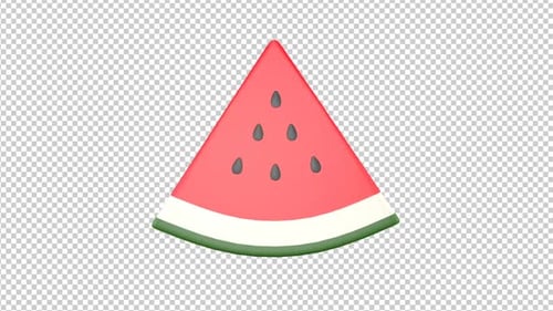 Rotating 3D Watermelon Slice, on Alpha Channel, Loop