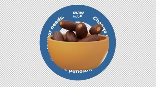 3D Animation Dates Bowl – Iftar Food Ramadan Loop No Background