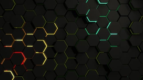 Neon Hexagons Glitter 25 4K