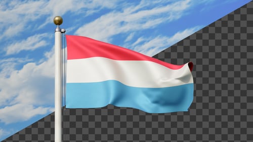 Luxembourg National Flag Waving with Alpha Channel