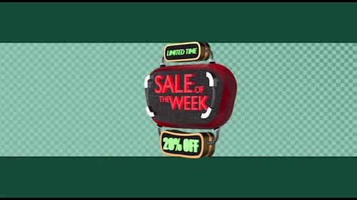 Animated 3D Sale Tag with Rotating Text and Light Effects