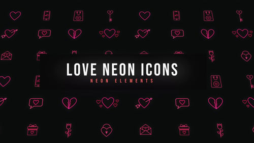 Íconos de neón de amor