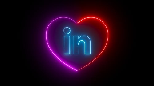 Icône Linkedin Neon en forme de cœur