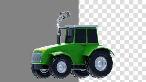 3D Animation of Tractor Model Versatile Agricultural Power | Alpha Channel