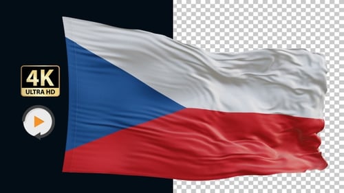 Waving Czech Republic National Flag Animation