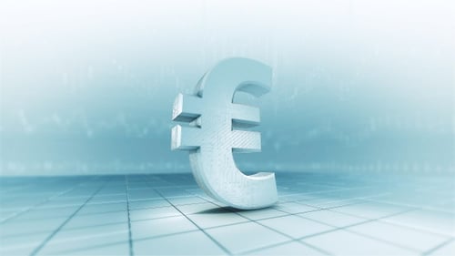 Animated 3D Euro Symbol with Circuit Board Texture and Digital Background