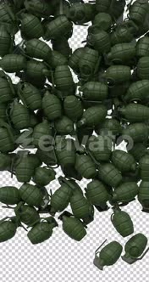 3D Hand Grenades Screen Transition Alpha Channel 4K