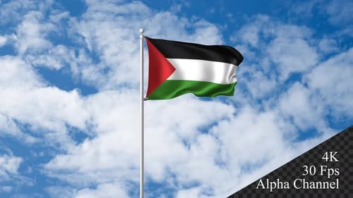 Realistic Palestine Flag Waving with Alpha Channel