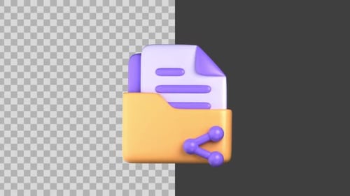 3D Minimalist Folder with File Share Icon Animation