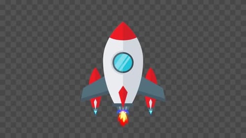 Flat Design Cartoon Rocket Launch Animation
