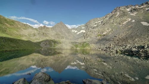 8K Snowy Mountain Lake in High Altitude Terrains