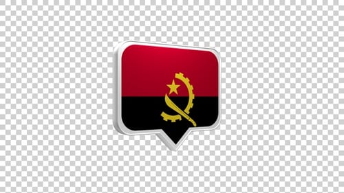 Angola Flag 3D Speech Bubble Icon Animation