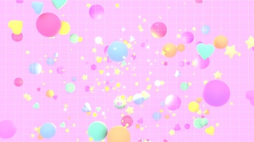 Animated Cute Pastel Geometric Shapes Grid Background
